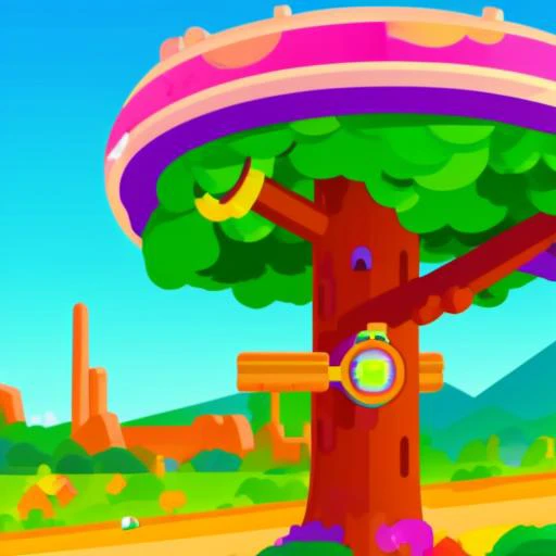 treehouse in kurzgesagt style