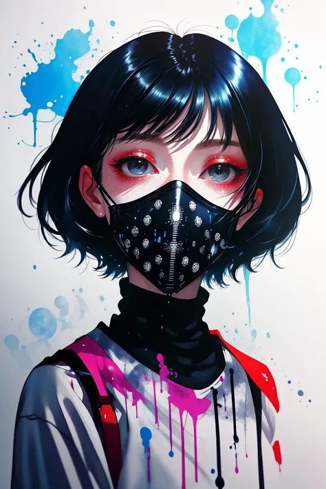 (Eliminated Painting:1.3) of (Screen print:1.3) a photo of a woman, outdoors, clouds, <lora:girl_with_mask_lora013:1> mask, mouth mask,(Technicolor:1.3), <lora:LCM_LoRA_Weights_SD15:1>