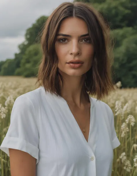 cinematic photo RAW candid cinema,  (((ohwx woman))) portrait in a field, 16mm, ((remarkable color)), (ultra realistic)    <lora:emirata_sdxl_32b:1> . 35mm photograph, film, bokeh, professional, 4k, highly detailed