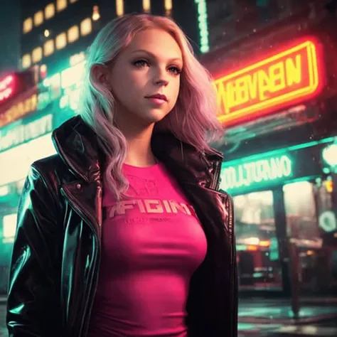 portrait of emb-jordyn happy woman as a cyberpunk detective, rainy cyberpunk city at night, neon signs,smiling,small breasts
(highly detailed:1.2),(best quality:1.2),(8k:1.2),sharp focus,subsurface scattering,award-winning photograph,(professional portrait photography:1.2),RAW photography
(very detailed background:1.2), dramatic lighting, by artgerm annie leibovitz wlop herb ritts jeffrey simpson greg rutkowski antonio j. manzanedo