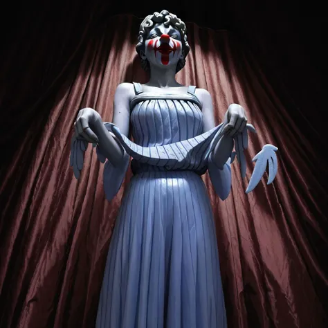 A picture of a clown drwhoweepingangel <lora:sd15-drwhoweepingangel-lora:1.0>, Very detailed, clean, high quality, sharp image