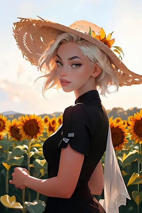 DEN_blackoblivion_SG,
walking through a field of sunflowers wearing a summer dress and sun hat, field, sunflowers, summer, scenic,
bokeh, f1.4, 40mm, photorealistic, raw, 8k, textured skin, skin pores, intricate details <lora:epi_noiseoffset2:1>, epiCRealism <lora:ClothingAdjuster3:-1.3>