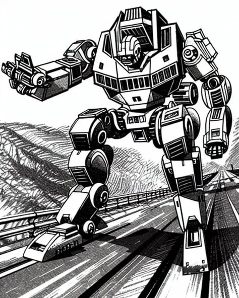 AllOldRPGArtS1 a mech on a motorway