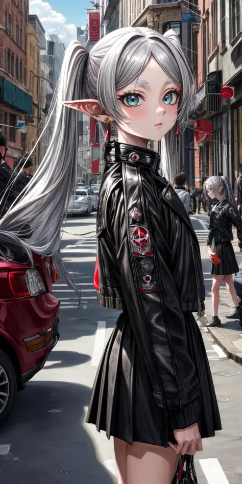 (masterpiece), best quality, (((ultra detailed, 8k quality))), expressive eyes, perfect face, perfect anatomy, perfect body, scene, <lora:scene_:0.7>, <lora:more_details:0.7>, <lora:beautiful_detailed_eyes:0.5>, <lora:GoodHands-vanilla:1>, <lora:give_it_a_name:0.7>,
punk, <lora:punk_v0.2:0.7>, (top, black jacket), (punk skirt), Frieren, long hair, twintails, earrings, street, hand on pocket, from side, outdoors, city
<lora:FrierenV2:1>