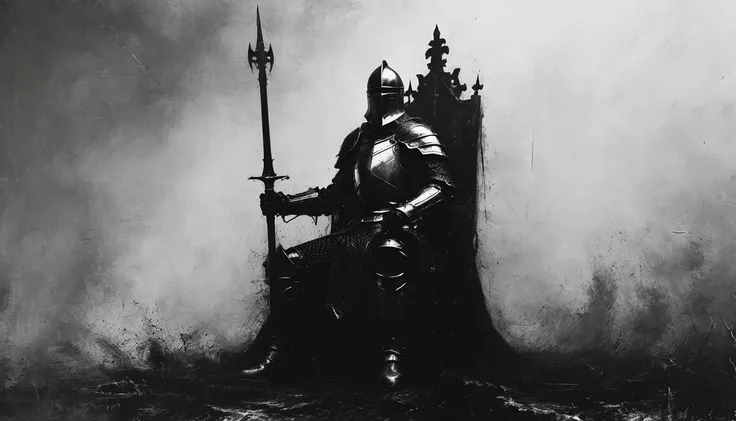 impactful paint of a knight on a throne <lora:Desolation:0.8>, , highly detailed, 8k, sharp, professional, clear, high contrast, high saturated, , vivid deep blacks, crystal clear