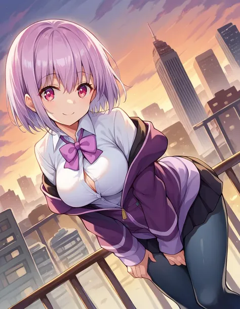 Hugob, nsfw, Purple hair, Long hair, Bangs, (Purple eyes:1.1), (medium breasts⁩:1.2),Blake Black Jacket, Black skirt, Collared shirt, Hair Ribbon, high waist skirt, Jacket, Long sleeves, Neck ribbon, Open your clothes, Open jacket, Pleated skirt, Red Ribbon, bow ribbon, Shirt, Skirt, sleeves past wrists, White shirt, Wide sleeves,BREAK looking at viewer,BREAK outdoors, BREAK (masutepiece:1.2), Best Quality, High resolution, Unity 8k壁纸, (Illustration:0.8), (Beautiful detailed eyes:1.6), extra detailed face, Perfect Lighting, extremely details CG, (Perfect hands, Perfect Anatomy),miscievous smile, (dancing, sitting, spreading legs:1.5, wet panties ),