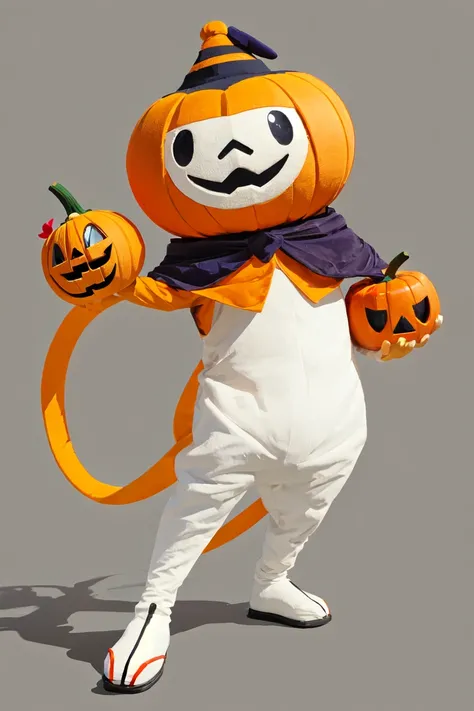 <lora:yuruchara-r2-000011:0.8>, yuruchara,halloween,solo,simple background,