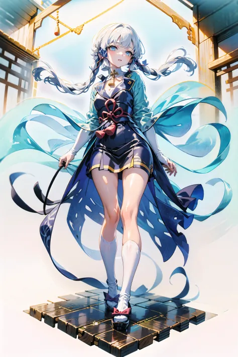 gacha splash mid shot, <lora:beautifulDetailedEyes_v10:0.5>, <lyco:vividImpactfulStyleYoneyamaMai_v40hLocon:0.3>, (masterpiece),white hair, long hair, blue eyes, japanese temple background, <lora:gachaSplashLORA_v40:1>, [(white background:1.5), ::5], (long shot), full body,  isometric, adult, 1 girl, kamisato ayaka,<lora:kamisato ayaka:1.0>