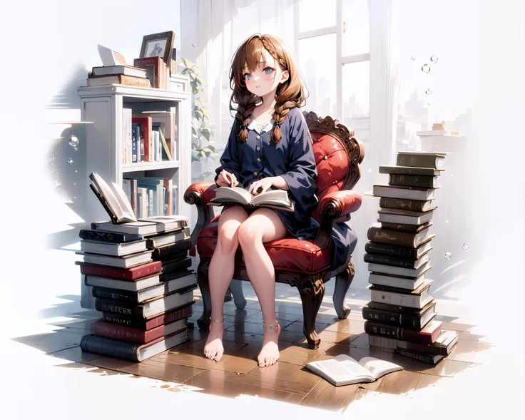 [(sky background:1.5),::5] (isometric:1.0), double exposure, bubble,
mid shot, full body,
//
[(white background:1.4),::10],
//
book, bookshelf, brown_hair, open_book, braid, solo, 1girl, long_hair, blue_eyes, collarbone, long_sleeves, book_stack, chair <lora:lihui4JXK-b2-bf16-128-128-1-re3-ep1-768-DA-5015fix:1>