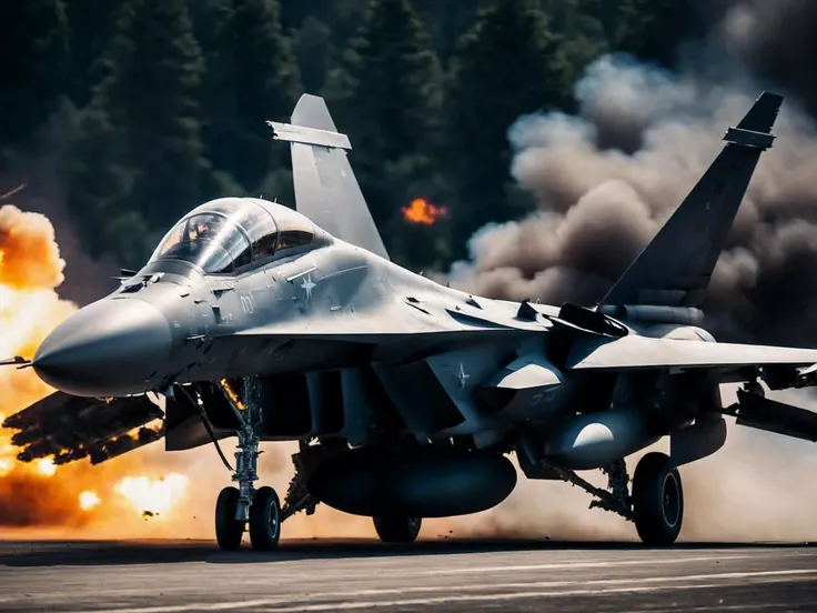 A very advanced fighter jet was hit by a missile in the air. The spectacular scene of the fighter jet explosion and the flying explosion fragments,
cinematic film still, shallow depth of field, vignette, highly detailed, high budget Hollywood film, bokeh, cinemascope, moody, epic, gorgeous, film grain,