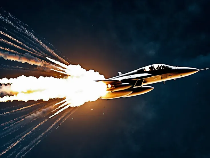 A very advanced fighter jet was hit by a missile in the air. The spectacular scene of the fighter jet explosion and the flying explosion fragments,
cinematic film still, shallow depth of field, vignette, highly detailed, high budget Hollywood film, bokeh, cinemascope, moody, epic, gorgeous, film grain,