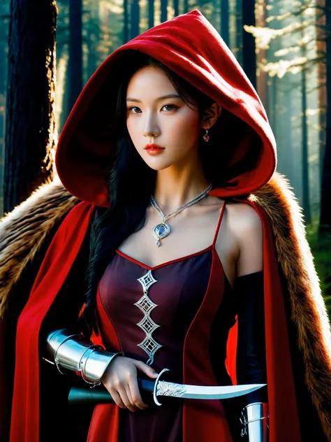 black santa girl:1.4,Red costume、、A glamorous Grim Reaper appears on the cover、Perfect proportions、large drooping chest、Death、There'There'There'There'There'There's an evil aura coming out、top-quality
