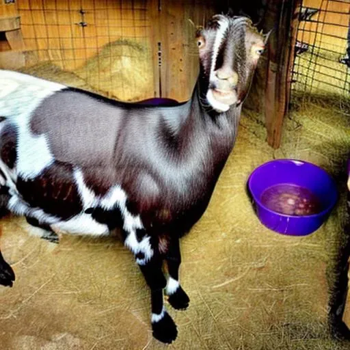 pet bowl, Goat, no humans, bowl, goat