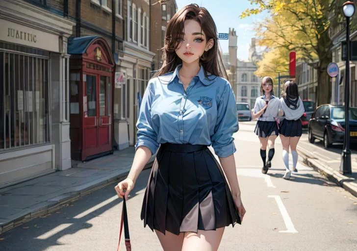 (masterpiece:1.2),art works,highres,8k,in the town of london,adorable girls,(multiple:1.2),smile,(huge breasts:0.7),perfect female body,( narrow waist),perfect round breasts,long hair,bronz brown hair,high school student,((high school wear)),during a walk,<lora:PerfectFullBreasts-fCV3.5:1>,(pureerosface_v1:1.2),