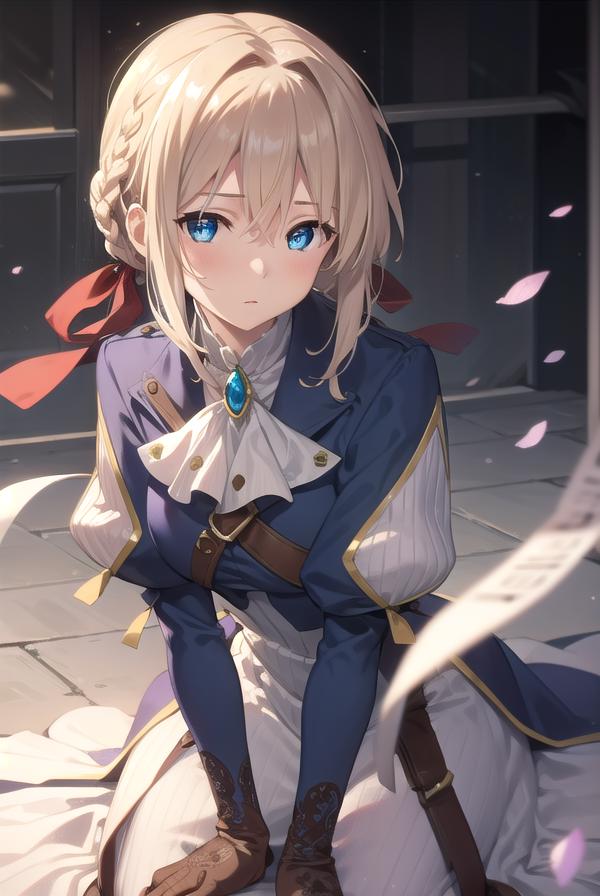 A woman sitting on the ground with a sword in her hand - SeaArt AI