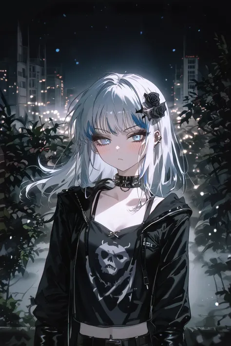 score_9, score_8_up, score_7_up, source_anime, 1girl, (gawr gura:1.1) as a rebellious goth girl, shark tail, (leaning over the edge:1.1), looking at the city below, (panoramic, very wide shot, atmospheric:1.1), intricate branches, urban scenery,
BREAK
stylish cool girl, on the rooftop overlooking massive cityscape, pouting, bored look, slim slender figure, blushing, slight (frown:0.75), medium hair, trendy goth streetwear, lowrise shorts, thighhigh stockings, leather boots, off-shoulder punk jacket, choker,
BREAK
white hair with streaks, bokeh, dreamy background, highly detailed, best quality, sensual, pastel-goth aesthetic, dramatic wind, deep shadows, detailed skin, hot summer evening, setting sun, hair ornament, 1990s \\(style\\), vintage, mystical fog, black rose,
<lora:guraXL:0.6>, <lora:add-detail-xl:0.6>, <lora:CoMix_BGXL:0.6>, <lora:OldAnimeStyle_XL_v3:0.75>