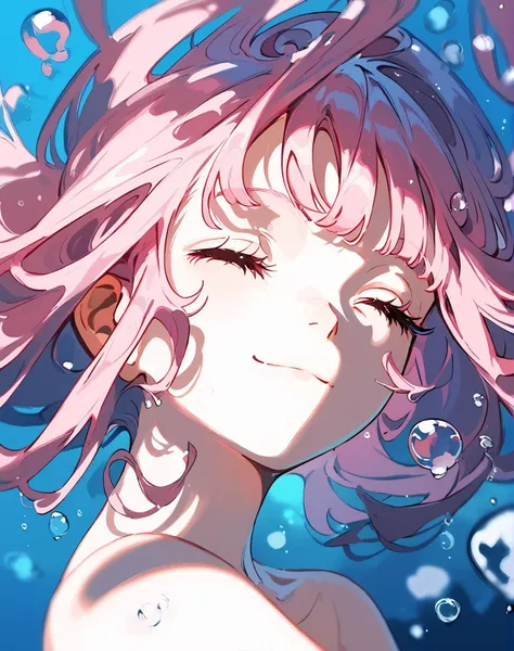 (score_9,score_8_up,score_7_up),1girl,solo,closed eyes,pink hair,bubble,portrait,closed mouth,air bubble,underwater,water,bangs,blurry,smile,eyelashes,<lora:yoneyama_mai_pd-000080:0.8>,