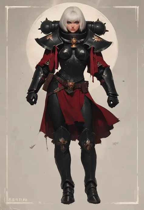 A woman in armor with a white hair and a red cape - SeaArt AI