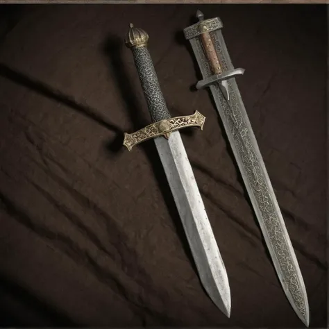 item,medival,<lora:DonM1uth3rXL:0.4>,middle ages,<lora:Medieval_Memories:0.7>,((solid background)),1 dagger,