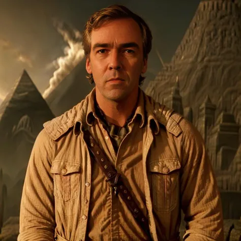 The poster could show jonathan00 standing tall and strong, with his sword at his side and his iconic silver hair blowing in the wind.
The background could be a dark and moody pyramid, hinting at the dark fantasy world in which the movie is set. Perhaps there could be a hint of magic in the air, with sparks or smoke swirling around Geralt, suggesting that he is a powerful and mysterious figure. <lora:jonathan00:1>
