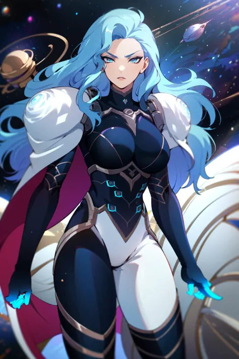 girl (estelle:1.1), ((masterpiece)), (best quality), 1girl, (serious:0.9), (elegant:1.2), ((beautiful)), (perfect face), ((solo)), blue hair, [breasts], blue eyes, blue lips, long hair, looking at viewer, bodysuit, shoulder armor, armor, makeup, ((space station interior)), (orbit), (international space station), ((space)), (large breasts:0.8)
<lora:estelle_20:0.8>  <lora:epiNoiseoffset_v2:0.6>