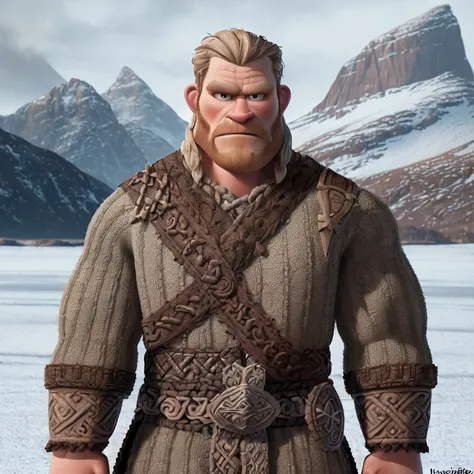 <lora:pixarStyleLora_lora128:1>, (pixarstyle:1.25), (medium shot:1.1), viking standing, nordic landscape, detailed skin, intricate detail