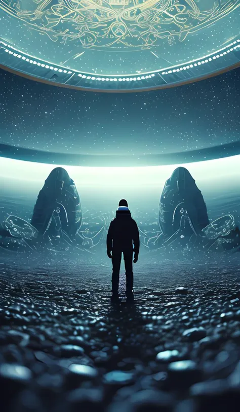 abstract dream, space, intricate, grand scale, alone, cinematic film still, insane detail, sharp focus, depth of field, realistic lighting, (realistic perspective), complex, (multiple subjects), 4k HDR
