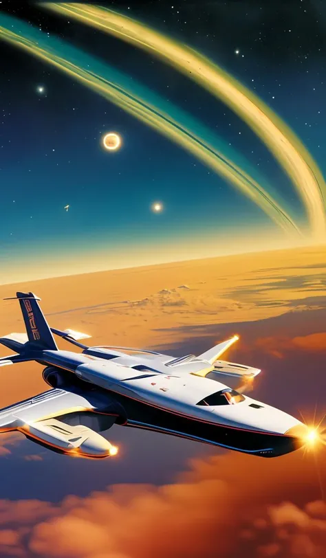 starship during reentry of earth atmosphere, 1 9 8 0 s concept art, vintage, high saturation colors, high quality, hand drawn