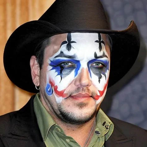 Wide shot of jasonaldean person ((wearing Joker facepaint))