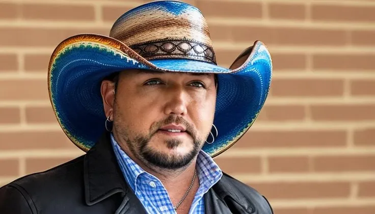 jasonaldean person wearing a gay pride r(aindow colored cowboy hat:1.4) in downtown Dallas Texas.