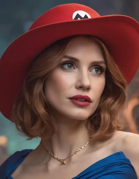 Portrait of (ohwx woman) <lora:chastain_lora_sdxl_v1-000008:1> as super Mario, red hat, fantasy, highly detailed, digital painting, artstation, concept art, sharp focus, illustration, art by Tony Sart and artgerm and randy vargas