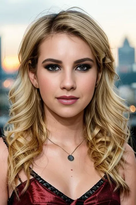 <lora:2mm1r4b2rts:0.9>, a Realistic full body Portrait of a 2mm1r4b2rts woman with brown eyes and blonde Hair style, looking at viewer, black night dress, bare shoulders, jewelry, makeup, red lips, parted lips, teeth, necklace, lips, realistic, soft lighting, professional Photography, Photorealistic, detailed eyes, city at night background, RAW, analog, sharp focus, 8k, HD, DSLR, high quality, Fujifilm XT3, film grain, award winning, masterpiece
