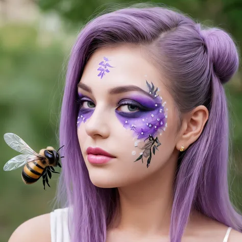 (watercolor:1.1) detailed BREAK
girl with elaborate intricate face paint BREAK
bee antenna sticking out of her head BREAK
lavender flowers woven in her hair BREAK
multifaceted sparkling bee eyes BREAK
girl with elaborate intricate face paint BREAK
bee antenna sticking out of her head BREAK
lavender flowers woven in her hair BREAK
multifaceted sparkling bee eyes BREAK