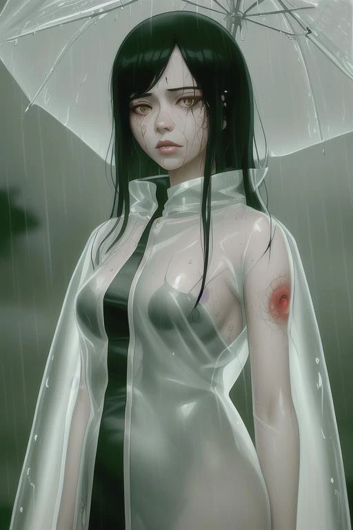 Kaori from akira wearing transparent raincoat, cyborg parts, rainy Neo Tokio photo shoot, cyberpunk,there is ugliness in beauty, but there is also beauty in ugliness. in the style of adrian ghenie, esao andrews, jenny saville, edward hopper, surrealism, dark art by james jean, takato yamamoto, inkpunk minimalism, beautiful face, pale skin, rule of thirds, cinematic lighting, rainy weather, melancholy atmosphere, sharp focus, backlit, stunning, model agency, smooth, hard focus, full body shot, instagram photo, shot on iphone 1 3 pro max, hyper realistic, ,(((by Atey Ghailan and Emmanuel Shiu,SamDoesArt1))),nsfw
