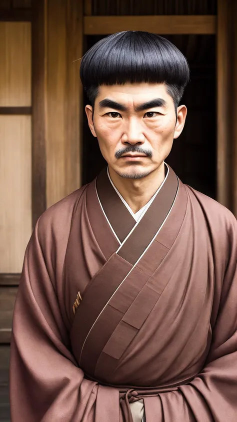 an awarded profesional photography of (1man:1.3) Ancient China with dark brown eyes and Straight Brows and male Straight Fringe Cut hair hairstyle and chinstrap shaving in balayage color, dressed as Artisan sulking, standing with arms crossed in front of body in Explore the historic village of Tsumago-juku along the Nakasendo Trail, a well-preserved post town from the Edo period, offering a glimpse into Japan's feudal past ,(epic scene:1.3),ultradetialed character with perfect face,detailed skin,(ultrasharp:1.3),(masterpiece:1.1),best quality,(photorealistic:1.2),ultrarealistic,realistic ultradetailed character,4k perfect quality, <lyco:GoodHands-beta2:1> by by Lewis Hine Practical Lighting camera angle perspective and wide shot Magnificent,Imperceptible detail,Intricately designed, (perfect quality face:1.5) hyper-detailed complex, insanely detailed, detailed clothes, detailed skin, detailed body,