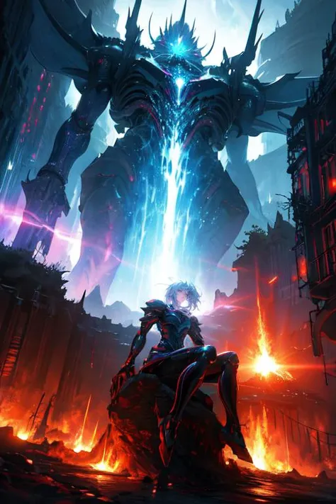 masterpiece, best quality, 1boy, <lora:LAS:0.8>,cloud,colorful <lora:Alex:0.8>,monster,armor