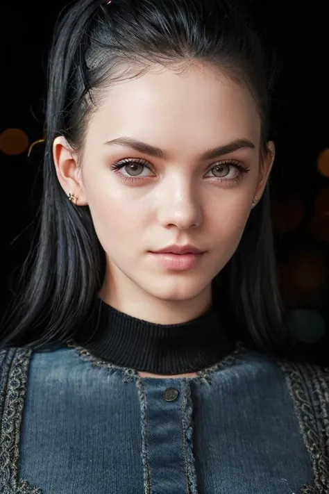 S341_AnieDarling ((Wearing a sweater and distressed jeans)), ((at a night club)), model shoot style, extremely intricate, High Detail, Sharp focus, dramatic, soft cinematic light, (looking at viewer), (Real Eyes), (Detailed Eye Corneas) (detailed pupils), smiling, 24mm, photo lab, elegant, insane details, hyperdetailed, low contrast, epiCRealism, (((Safe For Work)))
