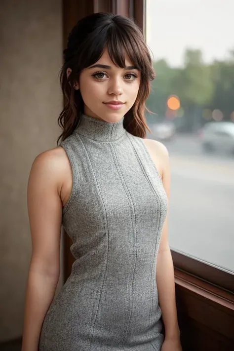 ((Full Body View)), JennaO, ((wearing a sleeveless turtleneck dress)), 8k raw, high res, ultrarealistic, hyperrealistic, soft lighting, good lighting, textured skin, photorealism, high details, DSLR photo, detailed face, detailed hair, skin pores, (looking at viewer), (Real Eyes), (Detailed Eye Corneas), (detailed pupils), ((smiling)), photo lab, elegant, insane details, hyperdetailed, low contrast, epiCRealism, Detailed and realistic photography, intricate and realistic eyes, shot outside, skin texture, soft natural lighting, magical photography, dramatic lighting, ultra-detailed, Kodak 800T, ((SFW))