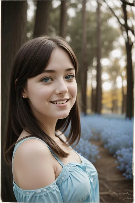 1girl, (stylized by Thomas Eakins:1.1) , mundane Pastels artwork, Rule of Thirds, angle from below of a ("Maiden with Eyes of Blue":1.3) , it is very Smiling and Peaceful, intricate details, forest and Sassafras background, deep green nature and Deep space in background, Moon in the night, in focus, Romantic, insane details, Tenebrism, key light, Low shutter, Film Washi, Spirals, Elegant, extremely beautiful, absurdres