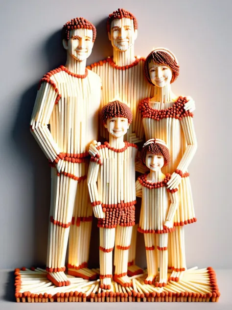 A family made of ais-matches, posing for a family photo  <lora:Matches_Style_SDXL:1>