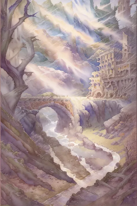 masterpiece, best quality, (watercolor \(medium\), AlanLeeStyle:1.2), landscape, temperate mixed forest,<lora:AlanLeeV1.1:1>
