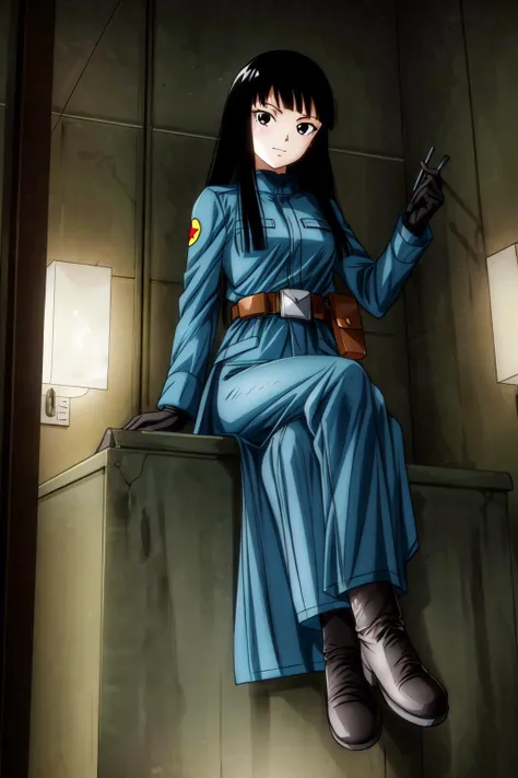 solo, 1girl, masterpiece, high quality,
<lora:mai:0.6>, mai, long hair, black hair, black eyes,
coat, military, military uniform, pouch, running, black gloves, uniform,
(from below), smile, sitting, looking at viewer, crossed legs,
<lora:add_detail:1>