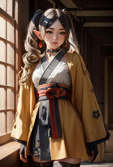 hair ornament,japanese clothes,kimono, flower,gloves,black gloves,hair flower,elbow gloves,pantyhose, sash,obi,thighhighs,choker <lora:ЧиоÑи Genshin Impact(chiori,long hair,red eyes,big breasts(hair ornament,japanese clothes,kimono, flower,gloves,black gloves,hair flower,elbow gloves,pantyhose, sash,obi,thighhighs,choker):0.8>,<lora:ФÑиÑен пÑовожаÑÑÐ°Ñ Ð² поÑледний пÑÑÑ(aafrie,long hair, white hair,twintails, pointy ears,earrings, thick eyebrows,(Ñм одеждÑ):0.8>,aafrie, long hair, (white hair), 2twintails, pointy ears, earrings, thick eyebrows,green eyes, small breasts, flat, 1girl in full growth, best quality, masterpiece, ultra-detailed, high quality, perfect nose, highly detailed skin, warm skin tone, defiance512, RAW photo, best quality, high resolution, (masterpiece), dreamlike, dreamy, modelshoot style, analog style, tonemapping, photorealistic, professional photography, sharp focus, HDR, 8K resolution, intricate detail, sophisticated detail, hyper detailed, (depth of field), highlight and shadow, volumetric lighting, cinematic bloom, professional light, looking at viewer, blotchy,