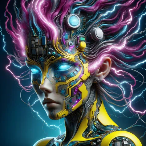 the head of a woman made of ral-semiconductor in the style of aaron horkey, in the style of alphonse mucha <lora:DonMW15pXL-000008:1> DonMW15pXL, neon yellow lightning, neon teal lightning, neon magenta lightning, floating, astral, <lora:ral-semiconductor-sdxl:0.6> <lora:EnvyBetterHiresFixXL01:1>, (masterpiece:1.2), best quality, (hyperdetailed, highest detailed:1.2), high resolution textures