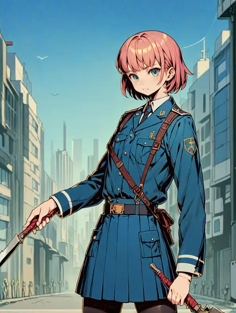 1girl,uniform,unlight,holding weapon, 
looking at viewer,blue  sky,city,depth of field
<lora:Perfect Hands:1>  <lora:age_slider_v4:-3> <lora:Unlighté£æ ¼:0.8>, score_9, score_8_up, score_7_up, score_6_up, score_5_up, score_4_up,zPDXL