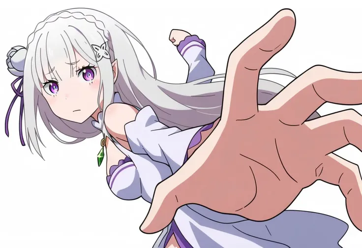 score_9, score_8_up, score_7_up, score_6_up,
BREAK
source_anime,
white background, simple background,
BREAK
dutch angle, 
1girl, solo,
<lora:emilia:0.8>, emilia \(re:zero\), white dress, 
BREAK
<lora:PepePunchMeme_XLPD:0.8>, IncrsPunchMeme, incoming punch,
BREAK
<lora:darkstyle:0.7>, neodark,