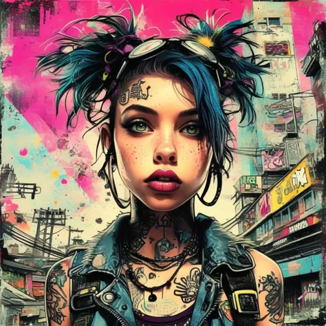drawix9 punk girl, ink, cinematic, expressive, very detailed<lora:drawix9:1>