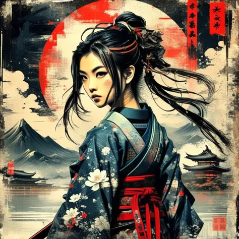 drawix9 samurai girl, ink, cinematic, expressive, very detailed<lora:drawix9:1>