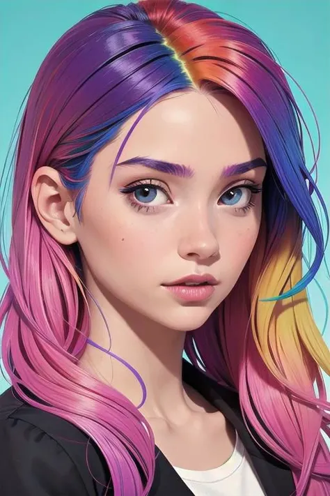 1girl, colorful hair