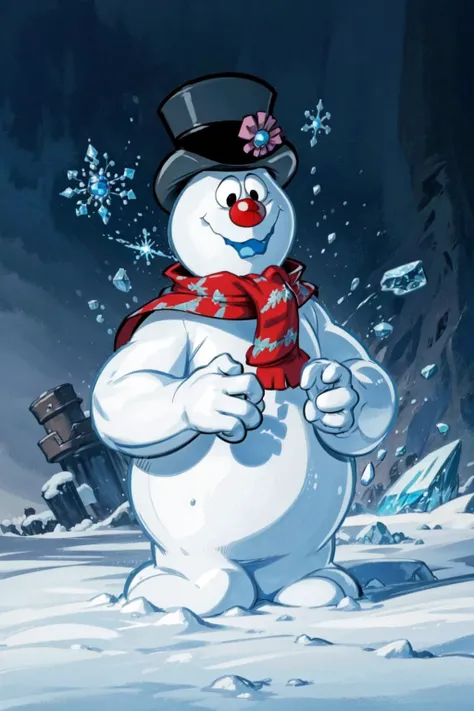 solo, <lora:Frosty_the_Snowman:0.8>, Frosty_the_Snowman, snowman, no humans, <lora:add_detail:0.7>, <lora:Concept - Cryomancer:0.1>, ice-flurry, snow, ice-shard, ice, crystal, magic, cryokinesis, casting spell,